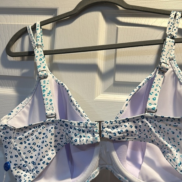 White and Blue Balconette Bikini with Nautical Dots - Picture 10 of 12